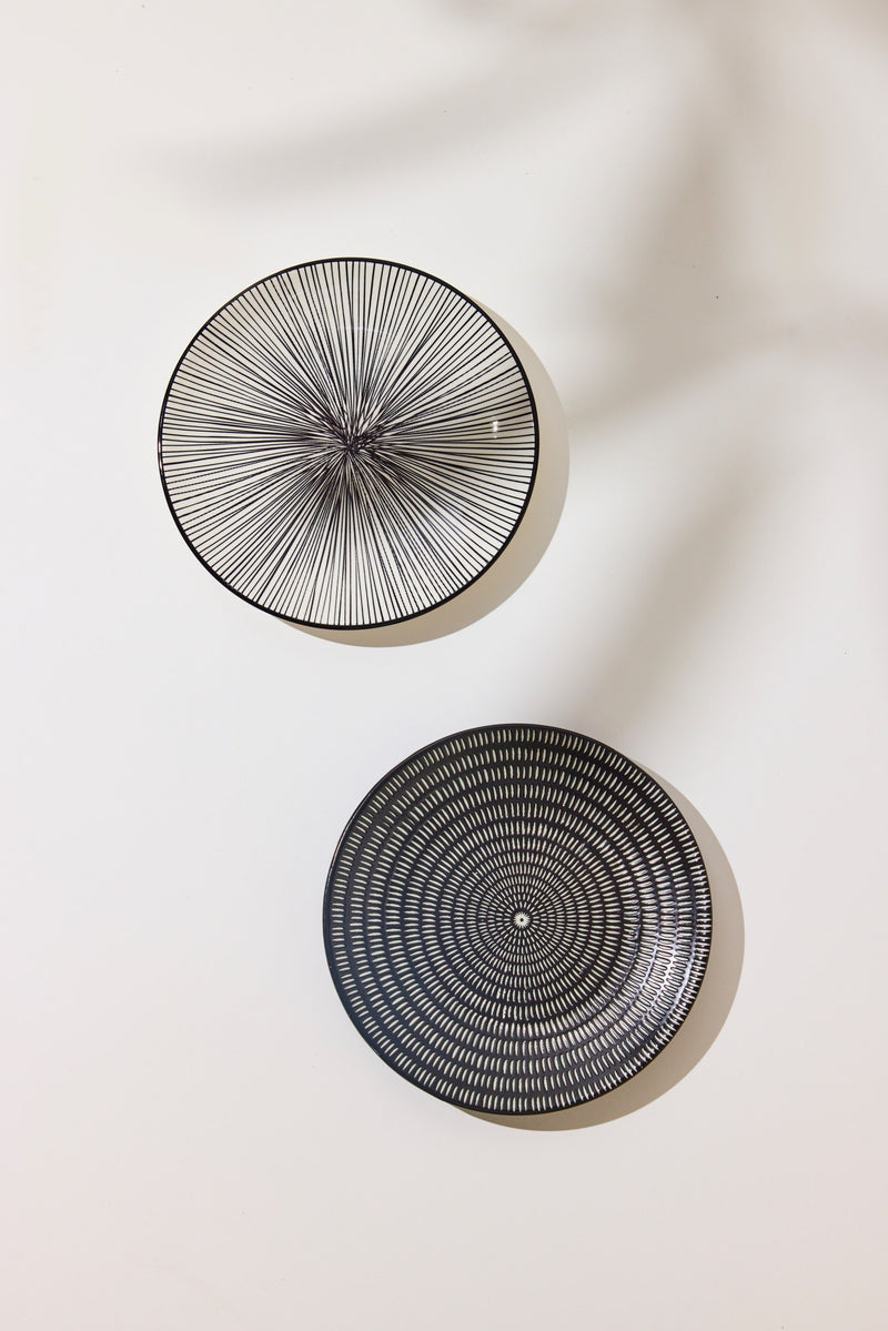 Bowl & Plate Set - Black & White