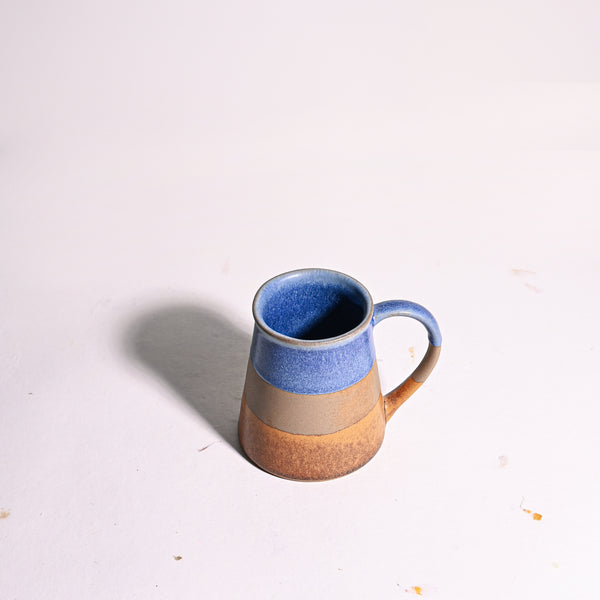 Tri Coloured Pottery Mugs - Set of 2