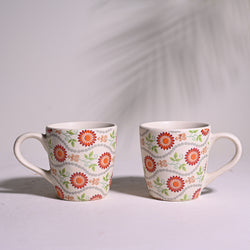 Hand-Painted Floral Mugs - Set of 2