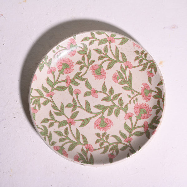 Pink & White Floral Plate - Set of 2