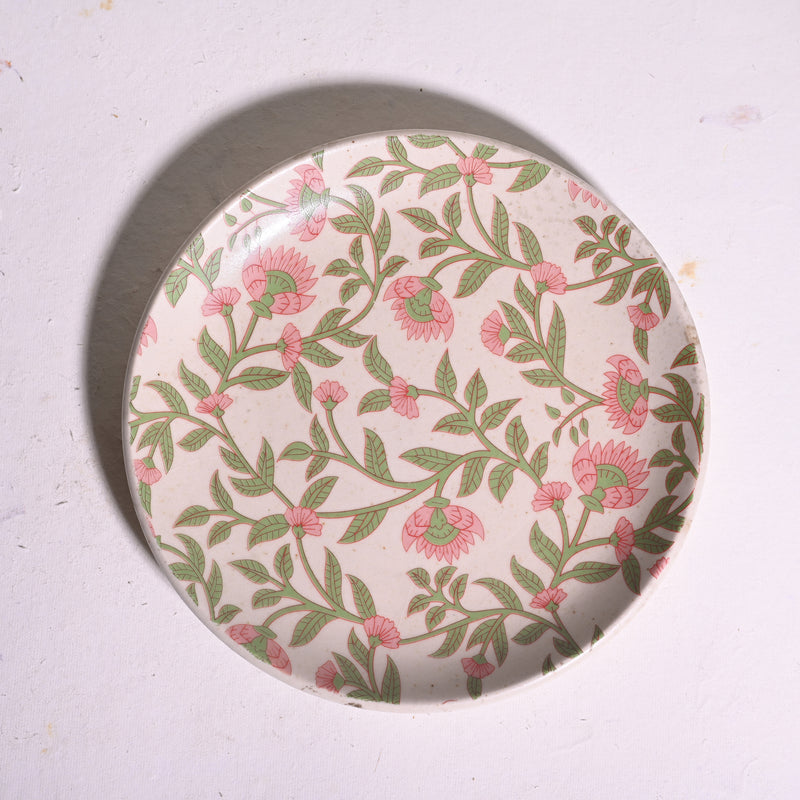 Pink & White Floral Plate - Set of 2