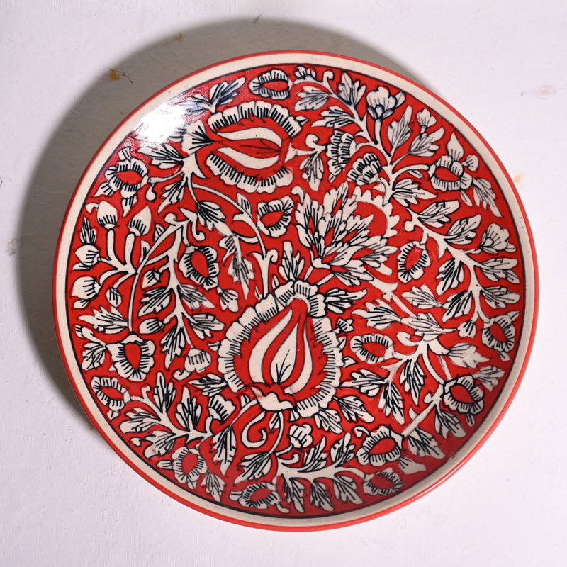 Red & Black Abstract Plate